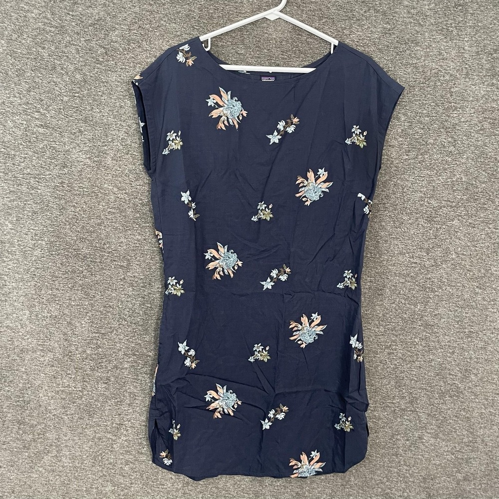 Patagonia June Lake Dress Women S Blue Floral Tencel Lyocell Shift Pockets